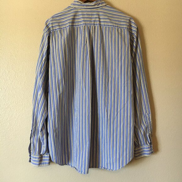 Ralph Lauren Striped Shirt XXL Blue Yellow White Classic Fit Button Down Pony - Picture 5 of 5